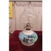 Image 2 : Two Hand-Painted Coal Oil Lamps with Chimneys