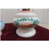 Image 6 : Two Hand-Painted Coal Oil Lamps with Chimneys
