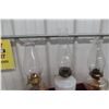 Image 7 : Three Coal Oil Lamps with Chimneys, Two Matching Blue Base and One Red Base
