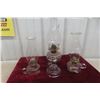 Image 1 : Three Antique Peanut-Style Glass Oil Lamps With Brass Burners and Chimneys