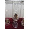 Image 2 : Three Antique Peanut-Style Glass Oil Lamps With Brass Burners and Chimneys