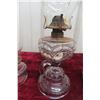 Image 3 : Three Antique Peanut-Style Glass Oil Lamps With Brass Burners and Chimneys