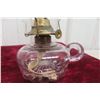 Image 7 : Three Antique Peanut-Style Glass Oil Lamps With Brass Burners and Chimneys