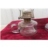 Image 8 : Three Antique Peanut-Style Glass Oil Lamps With Brass Burners and Chimneys