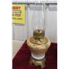 Image 6 : Two Brass-Footed Coal Oil Lamps with Chimneys
