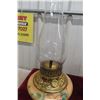 Image 9 : Two Brass-Footed Coal Oil Lamps with Chimneys
