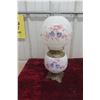 Image 1 : Gone with the Wind Style Hand-Painted Coal Oil Lamp with Footed Brass Base