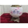 Image 2 : Gone with the Wind Style Hand-Painted Coal Oil Lamp with Footed Brass Base