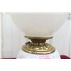 Image 4 : Gone with the Wind Style Hand-Painted Coal Oil Lamp with Footed Brass Base