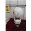 Image 7 : Gone with the Wind Style Hand-Painted Coal Oil Lamp with Footed Brass Base
