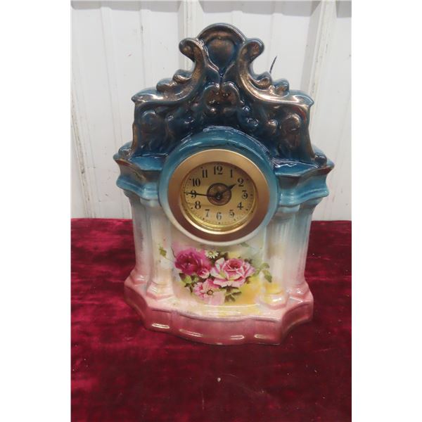 Porcelain Mantel Clock, 14" x 10"