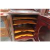 Image 10 : Mahogany Cherry Finish Style Curved Glass China Cabinet with Record Storage