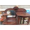 Image 3 : Mahogany Cherry Finish Style Curved Glass China Cabinet with Record Storage