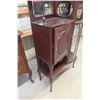 Image 5 : Mahogany Cherry Finish Style Curved Glass China Cabinet with Record Storage
