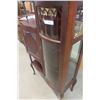 Image 7 : Mahogany Cherry Finish Style Curved Glass China Cabinet with Record Storage