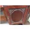 Image 9 : Mahogany Cherry Finish Style Curved Glass China Cabinet with Record Storage