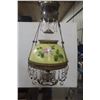 Image 1 : Late 1800's Hanging Parlor Oil Lamp with Hand-Painted Shade