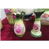 Image 4 : Six Porcelain Floral Vases, Candle Holder and Pitcher, Largest 13" Tall
