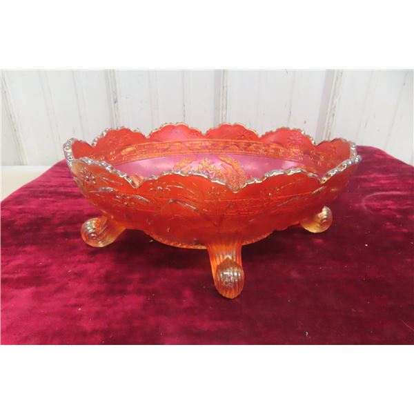 Carnival Glass Footed Dish, 10 1/2" x 4" x 8"