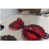 Image 5 : Five Ruby Red Glass Dishes and Trays, Under 8"