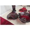 Image 6 : Five Ruby Red Glass Dishes and Trays, Under 8"