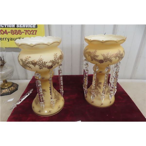 Antique Czech Bohemian Victorian Crystal Mantel Lustre