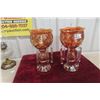 Image 1 : Pair of Bohemian Enamel Overlay Glass Mantel Lustres, 12 1/2" Tall