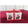 Image 1 : Vintage Milk Glass Salt and Pepper Set with Carrier