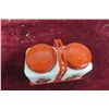 Image 2 : Vintage Milk Glass Salt and Pepper Set with Carrier