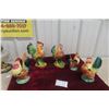 Image 1 : Five Porcelain Rooster Ornaments Including Royal Copely Examples, Largest 9 1/2"