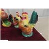 Image 6 : Five Porcelain Rooster Ornaments Including Royal Copely Examples, Largest 9 1/2"