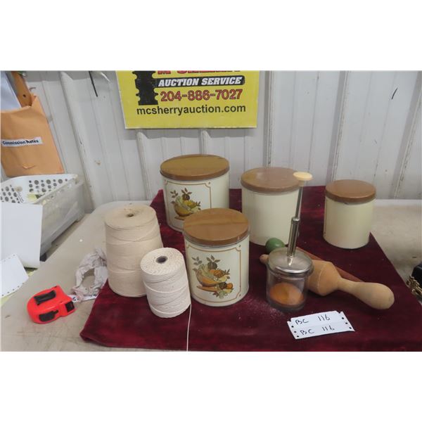 Vintage Kitchen Canisters and Household Utensils – Mixed Lot
