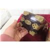 Image 5 : Two Wood and Brass Chinese Jewelry Boxes with Musical Powder Container