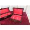Image 9 : Two Wood and Brass Chinese Jewelry Boxes with Musical Powder Container