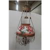 Image 1 : Victorian Hanging Parlor Coal Oil Lamp with Hand-Painted Shade