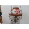 Image 2 : Victorian Hanging Parlor Coal Oil Lamp with Hand-Painted Shade