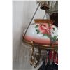 Image 9 : Victorian Hanging Parlor Coal Oil Lamp with Hand-Painted Shade