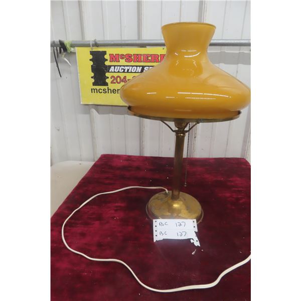 Art Deco Brass Lamp with Shade