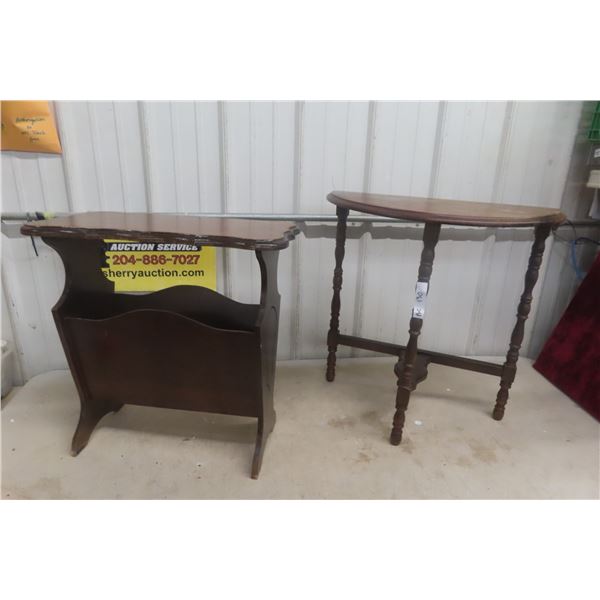 Walnut Magazine Stand with Moon Motif, 22" x 21" x 10"