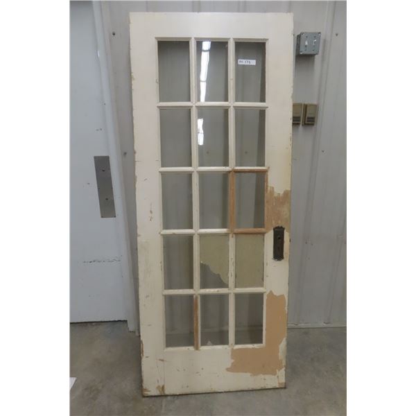 Painted Solid Fifteen-Pane Window Door, 32" x 79 1/2"