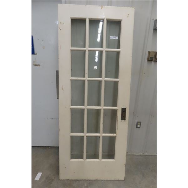 Painted Solid Fifteen-Pane Window Door, 32" x 79 1/2"