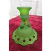 Image 2 : Pair of Green Satin Glass Candle Holders, Westmoreland Style, 5" Tall