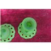 Image 4 : Pair of Green Satin Glass Candle Holders, Westmoreland Style, 5" Tall