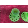 Image 5 : Pair of Green Satin Glass Candle Holders, Westmoreland Style, 5" Tall