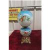 Image 1 : Electrified Gone with the Wind Style Lamp with Hand-Painted Shade and Footed Brass Base