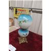 Image 6 : Electrified Gone with the Wind Style Lamp with Hand-Painted Shade and Footed Brass Base