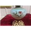 Image 2 : Gone with the Wind Style Coal Oil Lamp with Hand-Painted Shade and Footed Brass Base