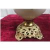 Image 3 : Gone with the Wind Style Coal Oil Lamp with Hand-Painted Shade and Footed Brass Base