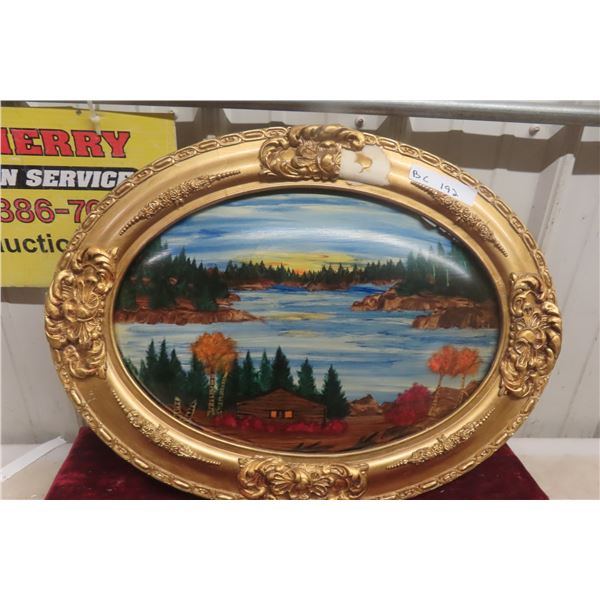 Oval Convex Glass Painting, 19" x 24"