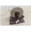 Image 1 : Crank-Powered Wet Grindstone on Stone Base, Sandstone, 6 1/2" Diameter